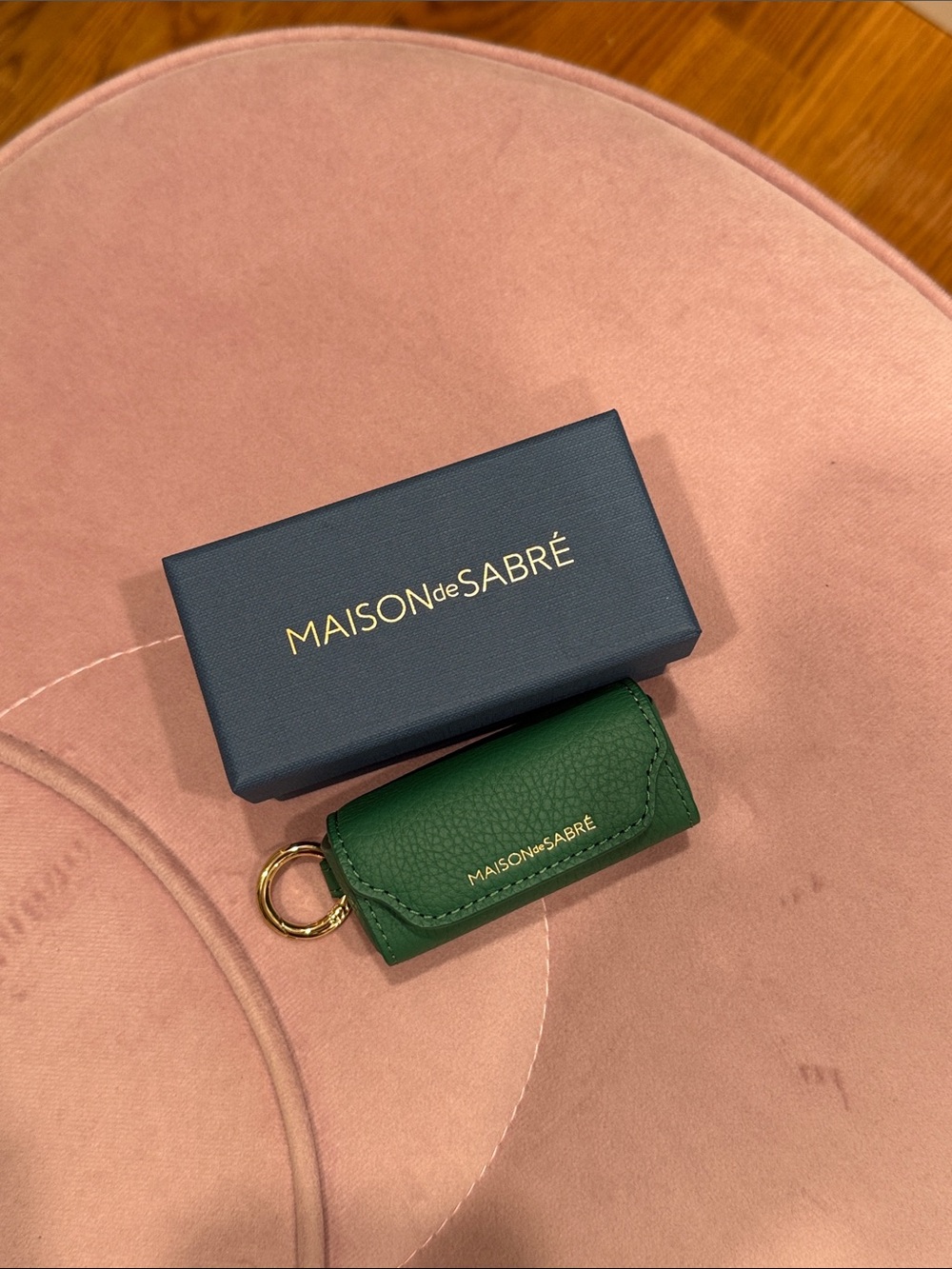 MAISON de SABRÉ Green Leather Lipstick Charm Key Pouch - Accessories